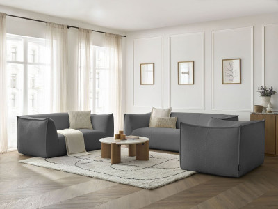 Ensemble canapé droit fixe 3 + 2 places + fauteuil GIORGIA tissu bouclette