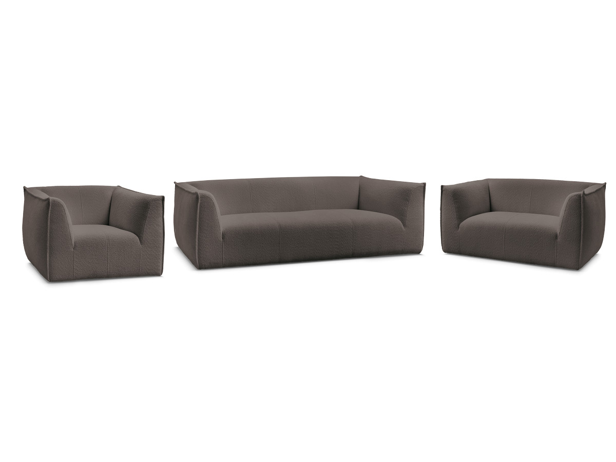 Ensemble canapé droit fixe 3 + 2 places + fauteuil GIORGIA tissu bouclette