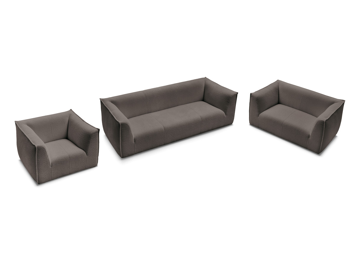 Ensemble canapé droit fixe 3 + 2 places + fauteuil GIORGIA tissu bouclette
