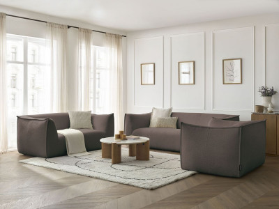 Ensemble canapé droit fixe 3 + 2 places + fauteuil GIORGIA tissu bouclette