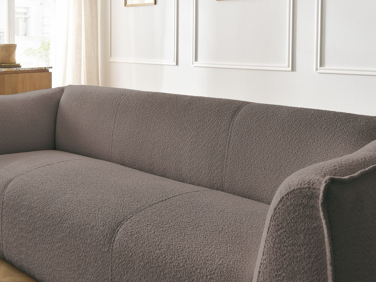 Ensemble canapé droit fixe 3 + 2 places + fauteuil GIORGIA tissu bouclette