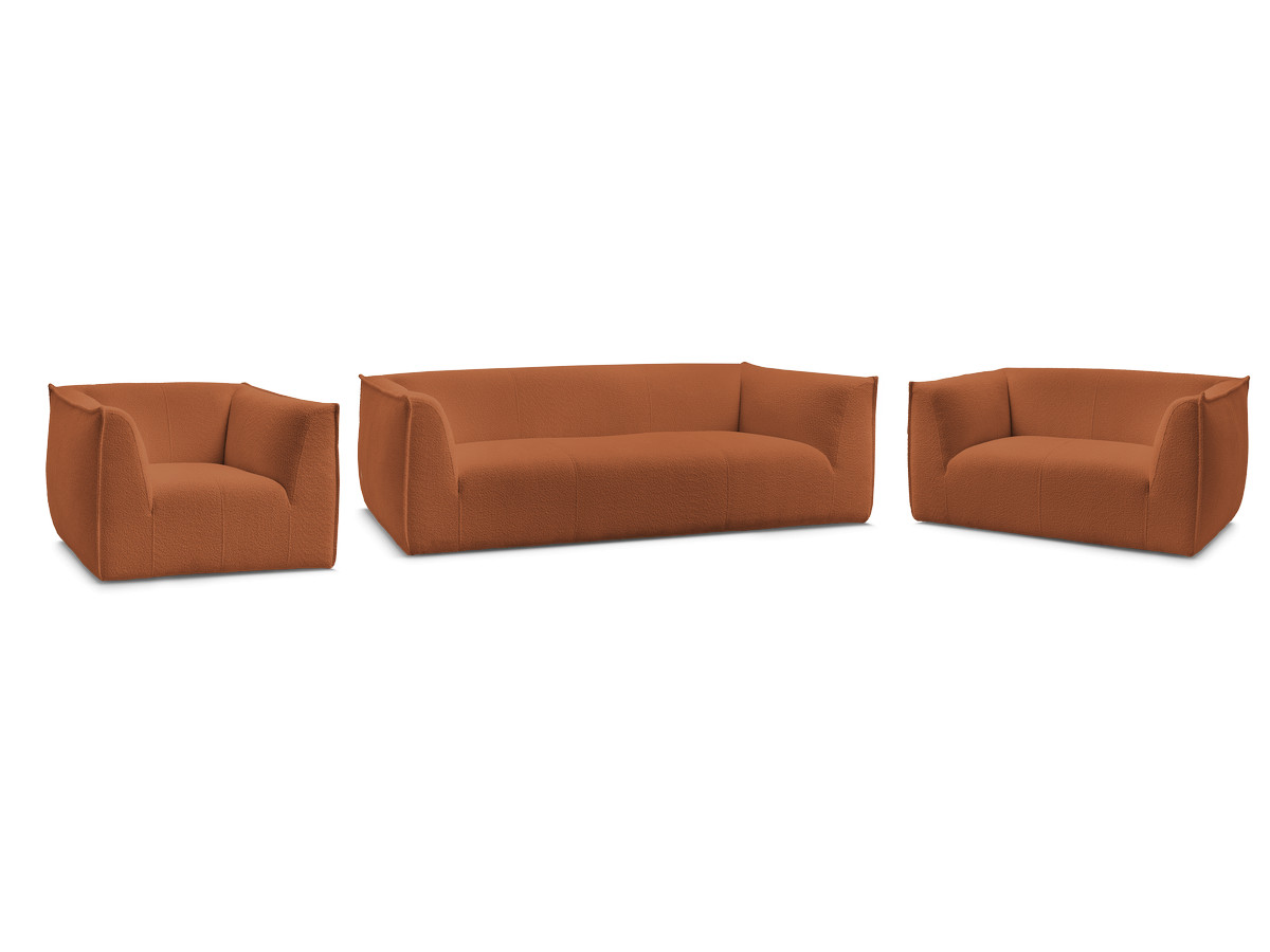 Ensemble canapé droit fixe 3 + 2 places + fauteuil GIORGIA tissu bouclette