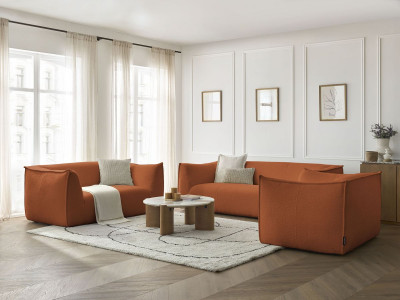 Ensemble canapé droit fixe 3 + 2 places + fauteuil GIORGIA tissu bouclette