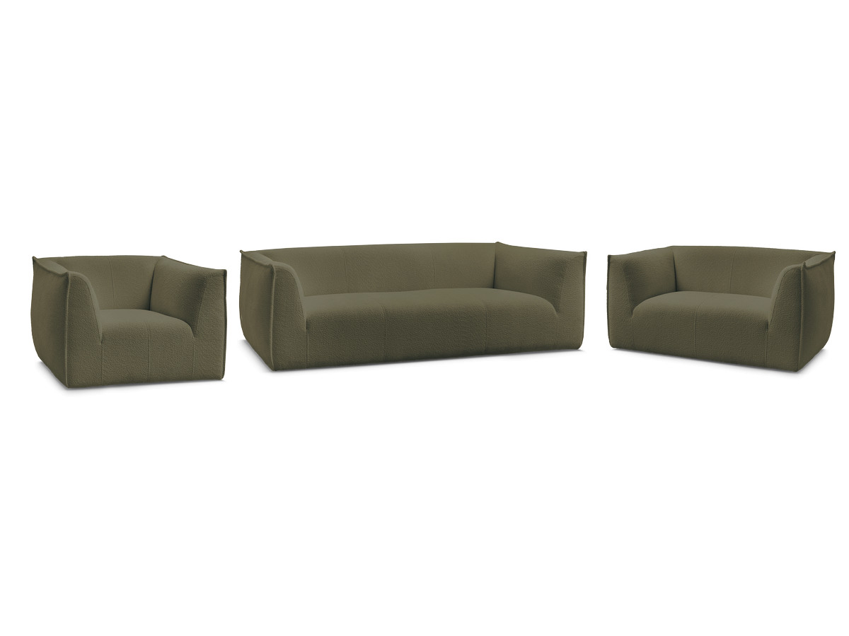 Ensemble canapé droit fixe 3 + 2 places + fauteuil GIORGIA tissu bouclette