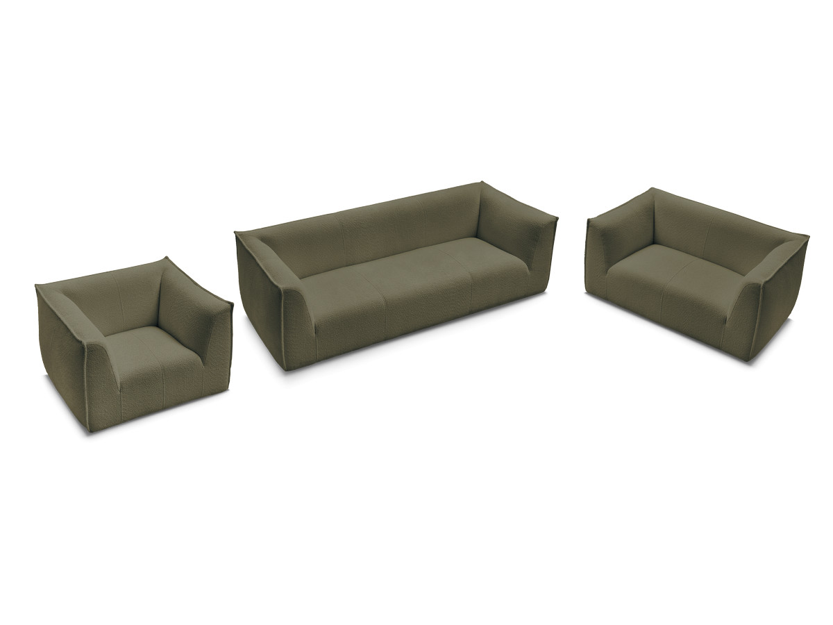Ensemble canapé droit fixe 3 + 2 places + fauteuil GIORGIA tissu bouclette