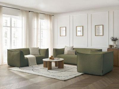 Ensemble canapé droit fixe 3 + 2 places + fauteuil GIORGIA tissu bouclette
