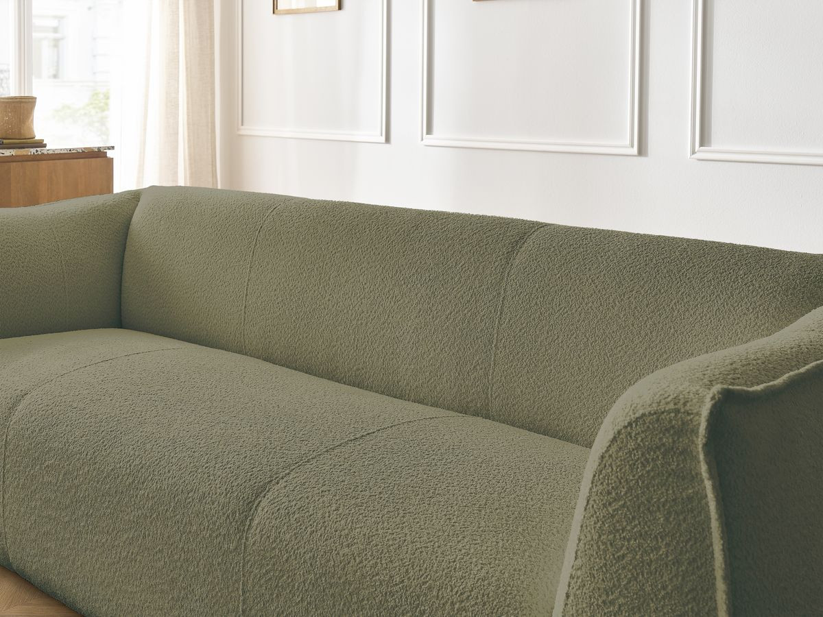 Ensemble canapé droit fixe 3 + 2 places + fauteuil GIORGIA tissu bouclette