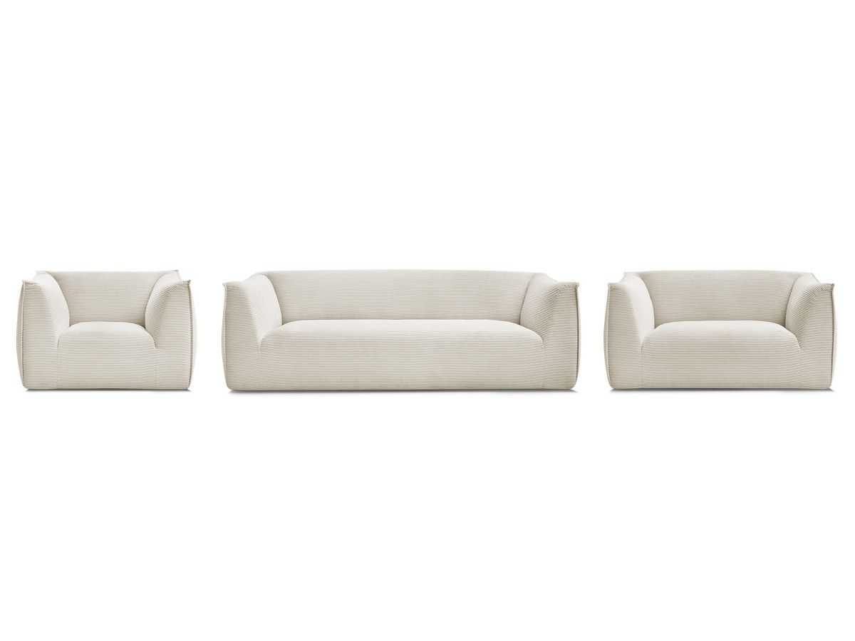 Ensemble canapé droit fixe 3 + 2 places + fauteuil GIORGIA velours côtelé