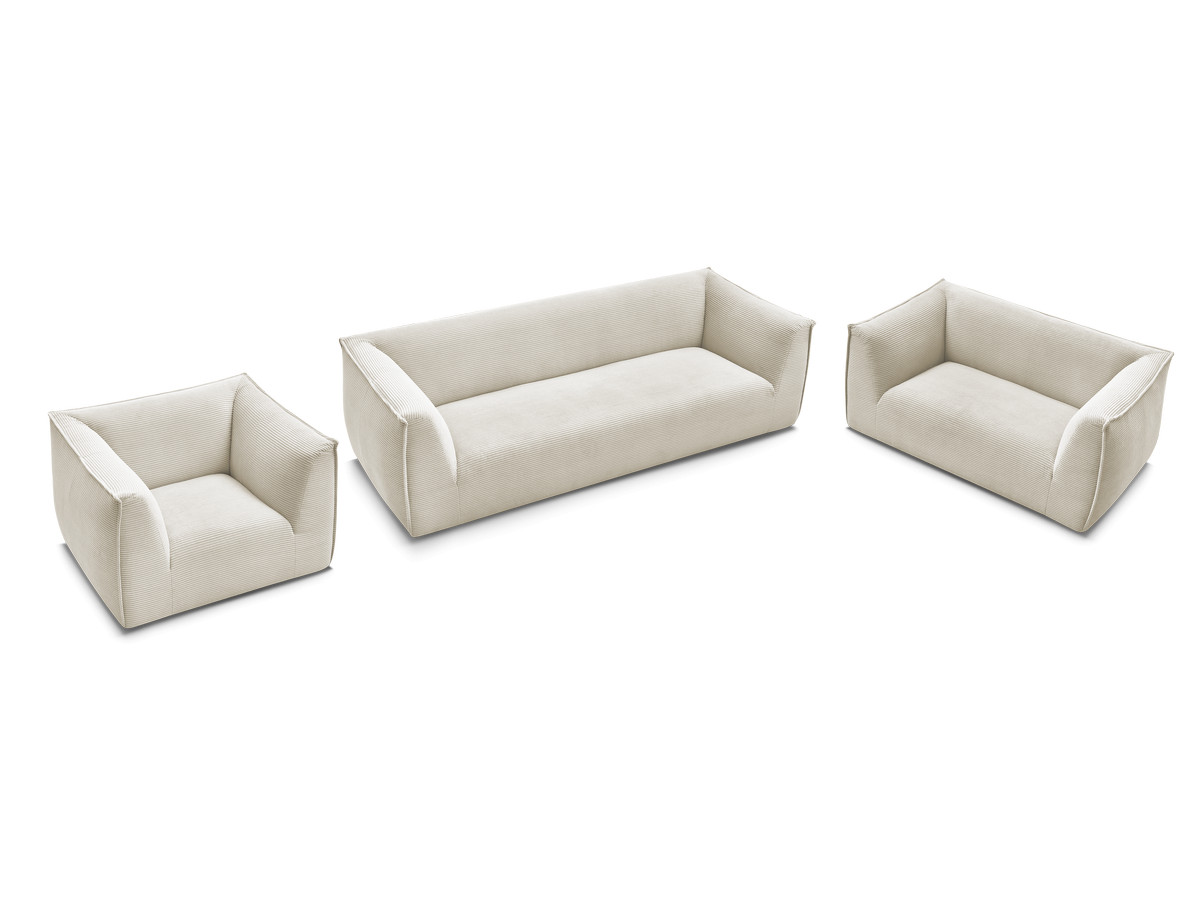 Ensemble canapé droit fixe 3 + 2 places + fauteuil GIORGIA velours côtelé