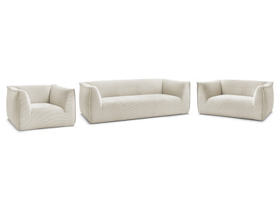 Ensemble canapé droit fixe 3 + 2 places + fauteuil GIORGIA velours côtelé