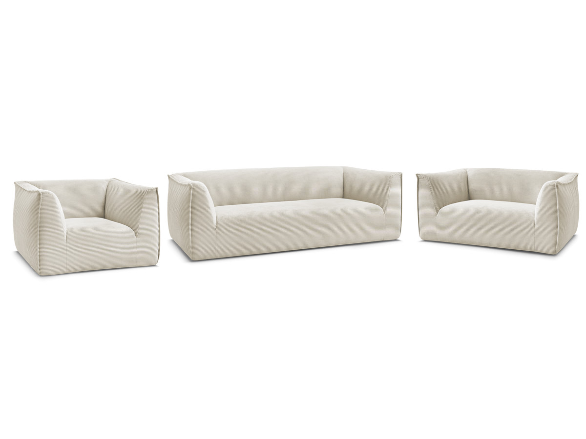 Ensemble canapé droit fixe 3 + 2 places + fauteuil GIORGIA velours côtelé