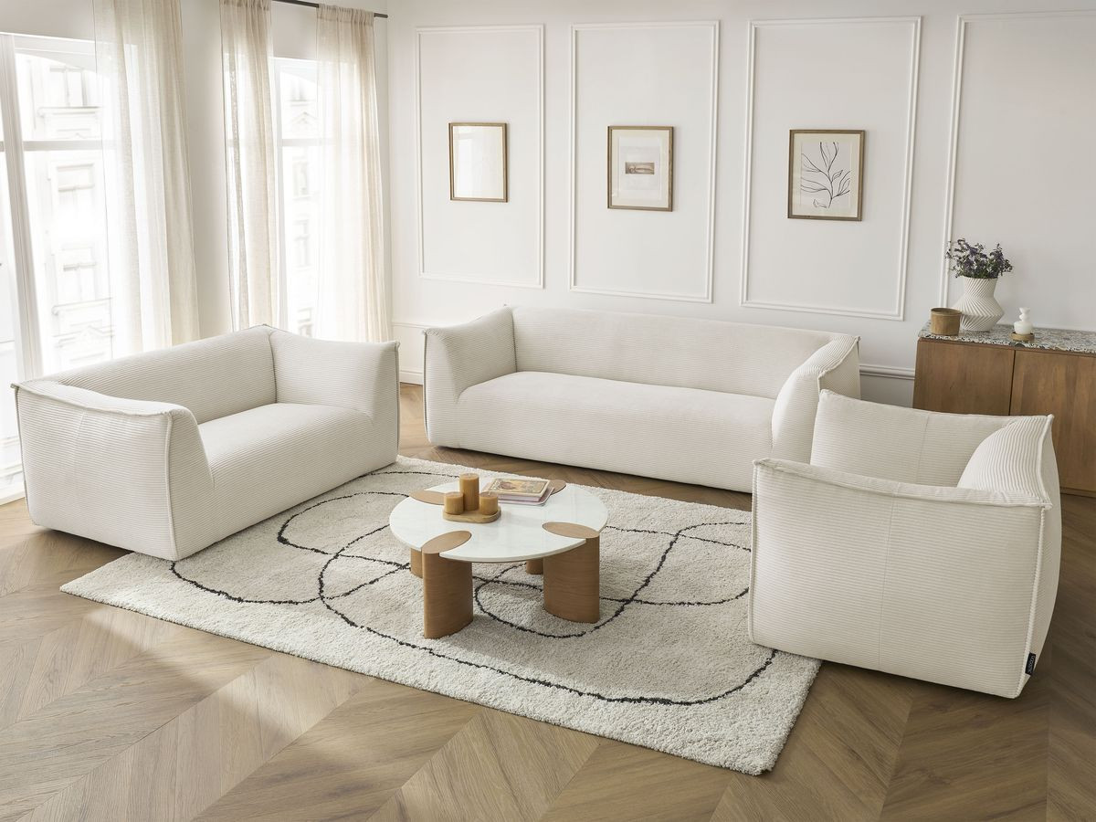 Ensemble canapé droit fixe 3 + 2 places + fauteuil GIORGIA velours côtelé