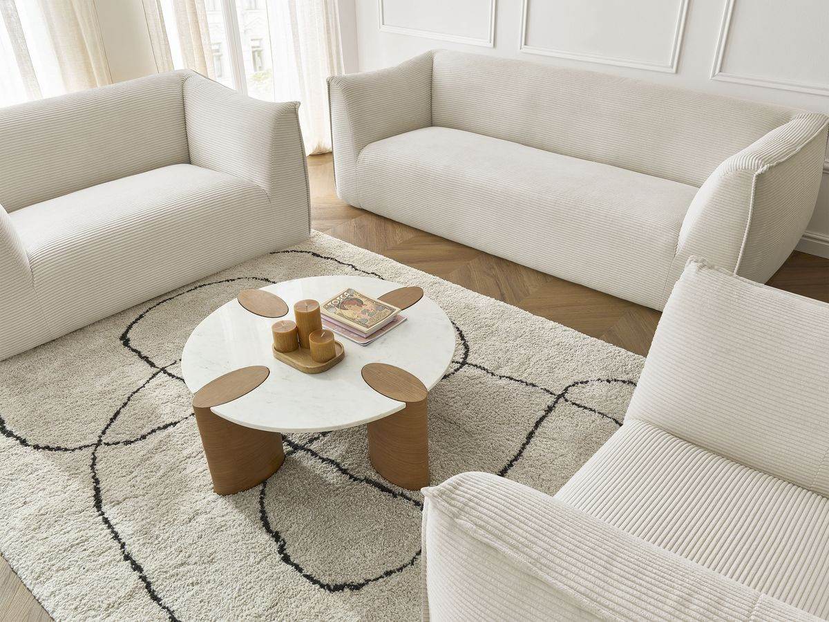 Ensemble canapé droit fixe 3 + 2 places + fauteuil GIORGIA velours côtelé