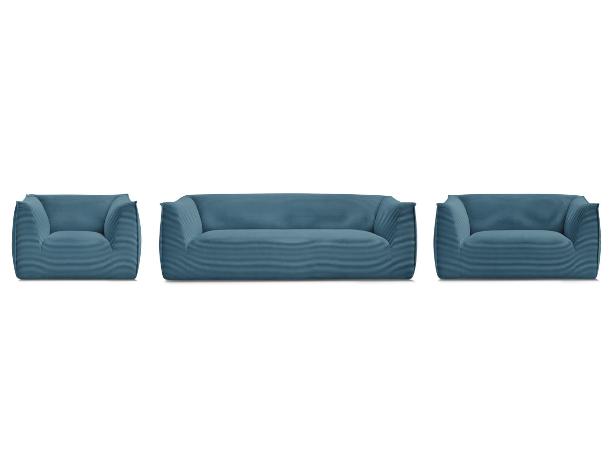 Ensemble canapé droit fixe 3 + 2 places + fauteuil GIORGIA velours côtelé