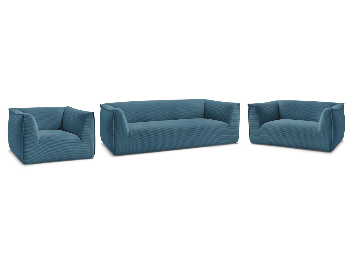 Ensemble canapé droit fixe 3 + 2 places + fauteuil GIORGIA velours côtelé