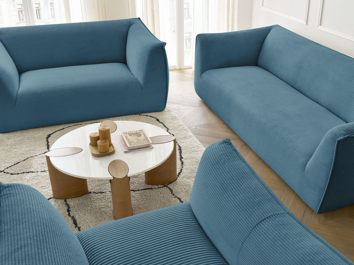 Ensemble canapé droit fixe 3 + 2 places + fauteuil GIORGIA velours côtelé