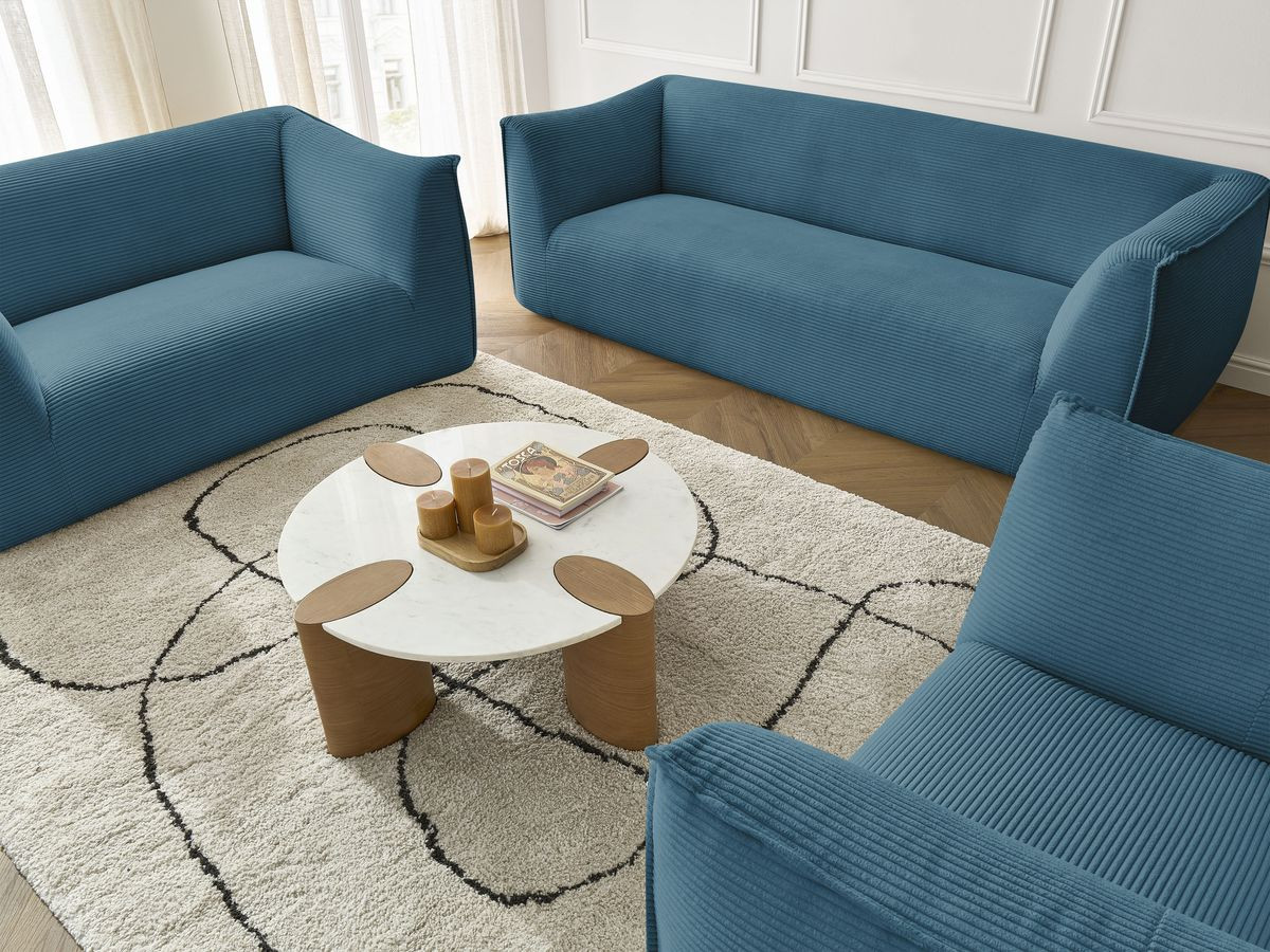 Ensemble canapé droit fixe 3 + 2 places + fauteuil GIORGIA velours côtelé