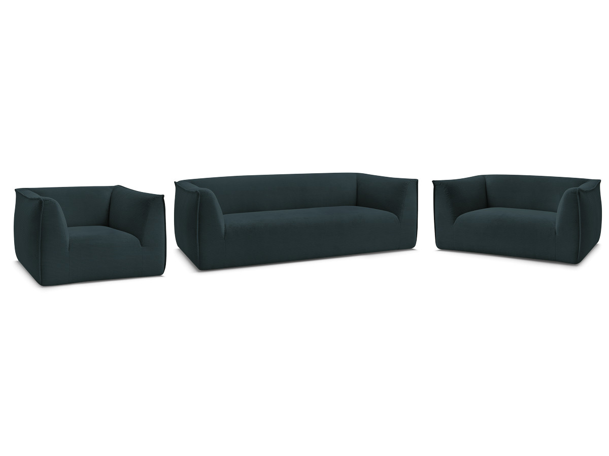 Ensemble canapé droit fixe 3 + 2 places + fauteuil GIORGIA velours côtelé