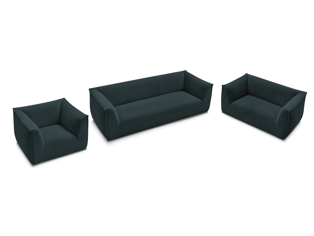 Ensemble canapé droit fixe 3 + 2 places + fauteuil GIORGIA velours côtelé
