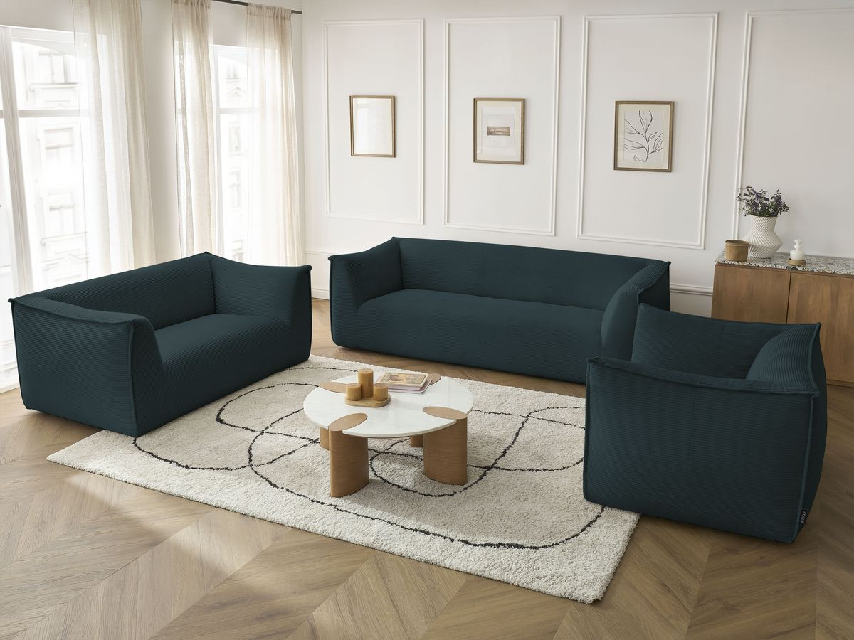 Ensemble canapé droit fixe 3 + 2 places + fauteuil GIORGIA velours côtelé