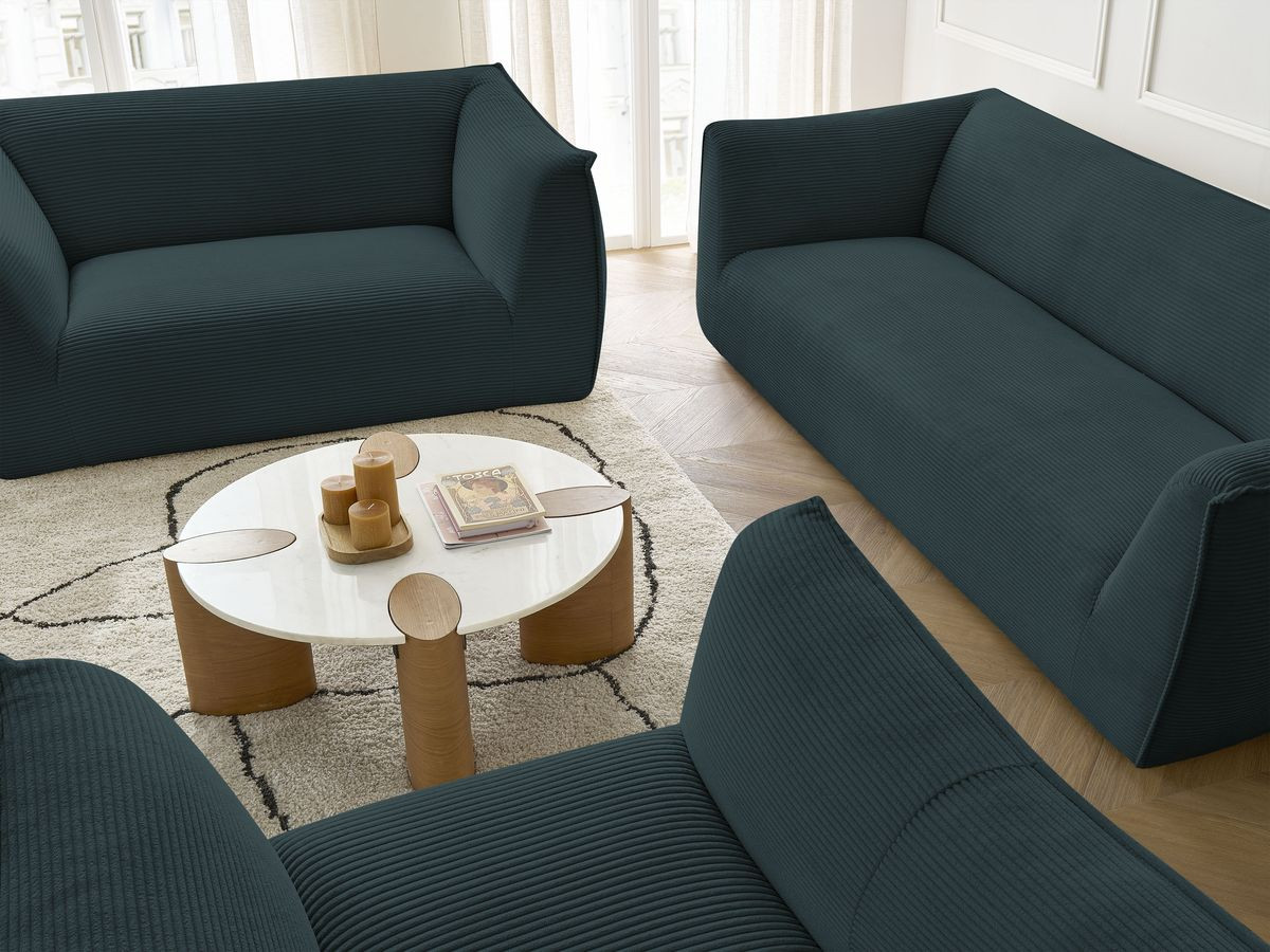 Ensemble canapé droit fixe 3 + 2 places + fauteuil GIORGIA velours côtelé