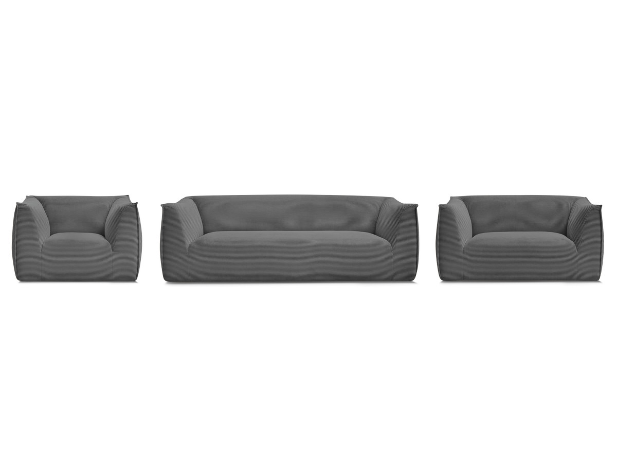 Ensemble canapé droit fixe 3 + 2 places + fauteuil GIORGIA velours côtelé