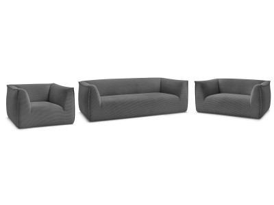 Ensemble canapé droit fixe 3 + 2 places + fauteuil GIORGIA velours côtelé