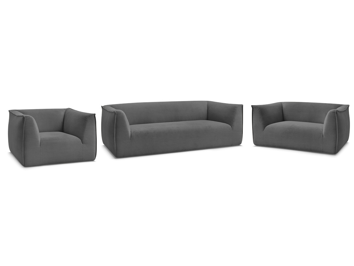 Ensemble canapé droit fixe 3 + 2 places + fauteuil GIORGIA velours côtelé
