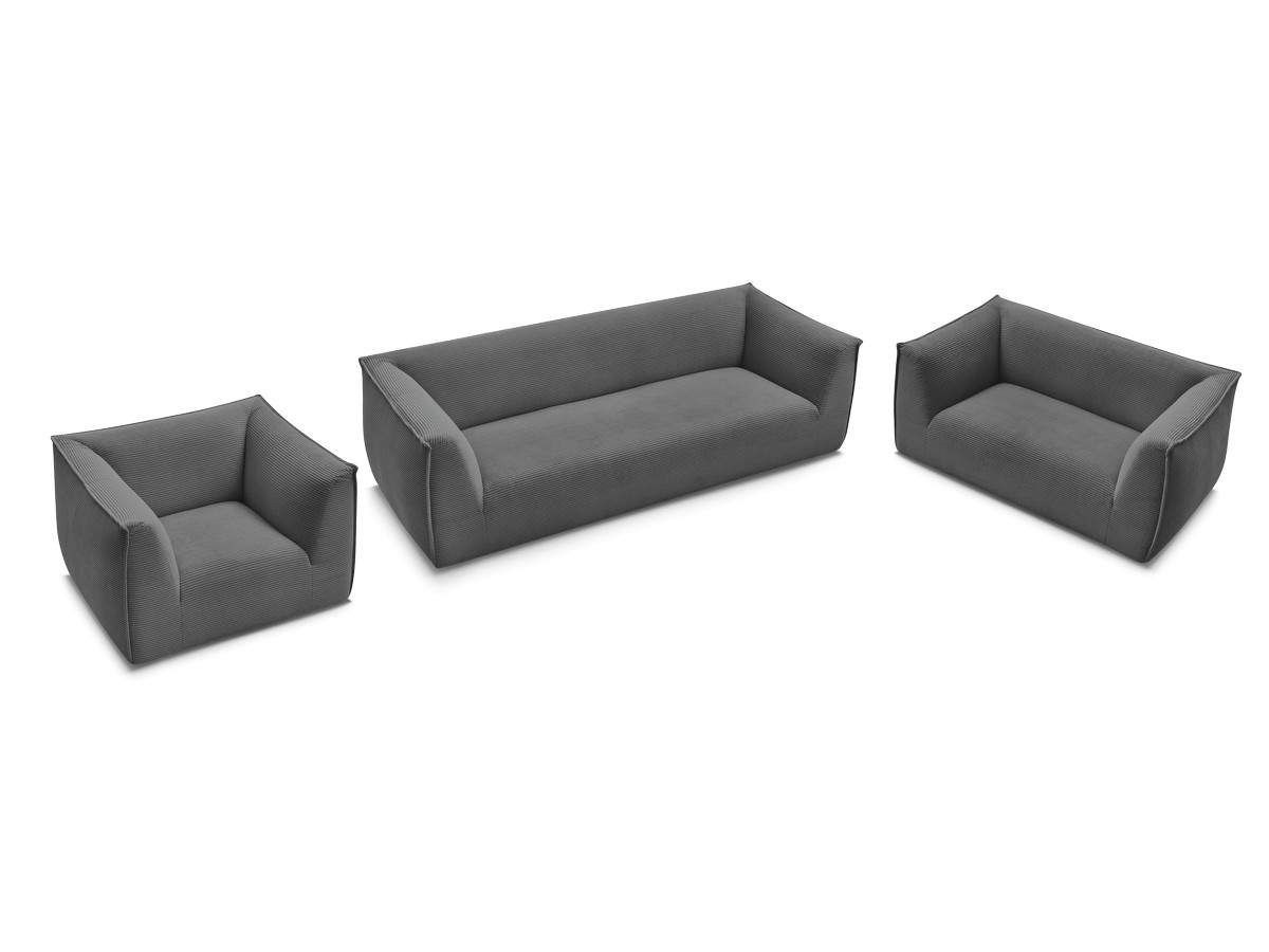 Ensemble canapé droit fixe 3 + 2 places + fauteuil GIORGIA velours côtelé