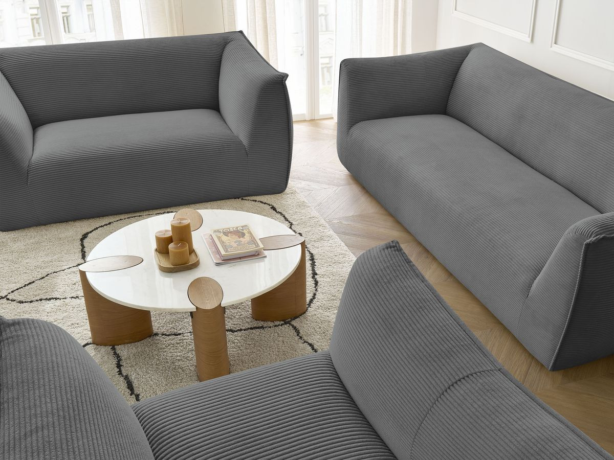 Ensemble canapé droit fixe 3 + 2 places + fauteuil GIORGIA velours côtelé