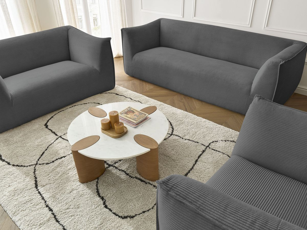 Ensemble canapé droit fixe 3 + 2 places + fauteuil GIORGIA velours côtelé