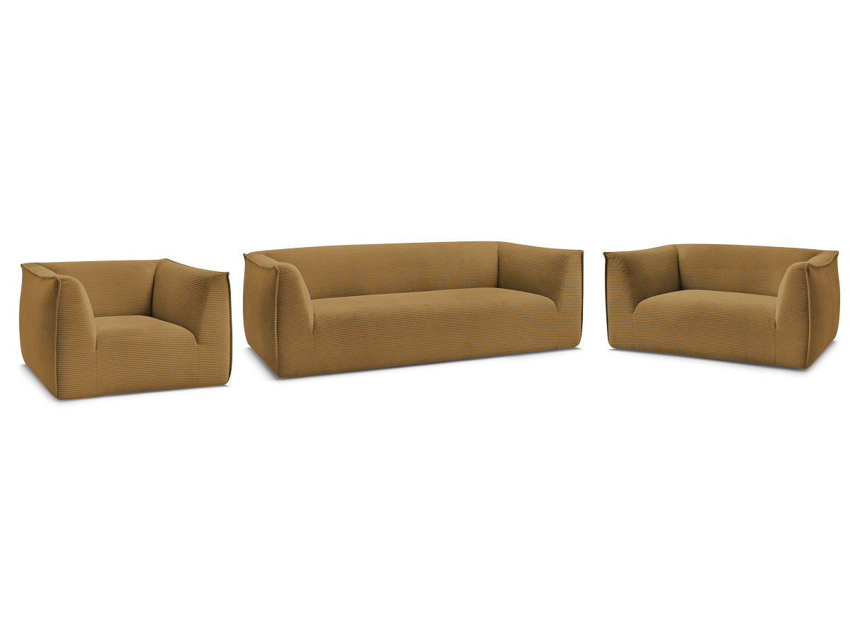 Ensemble canapé droit fixe 3 + 2 places + fauteuil GIORGIA velours côtelé