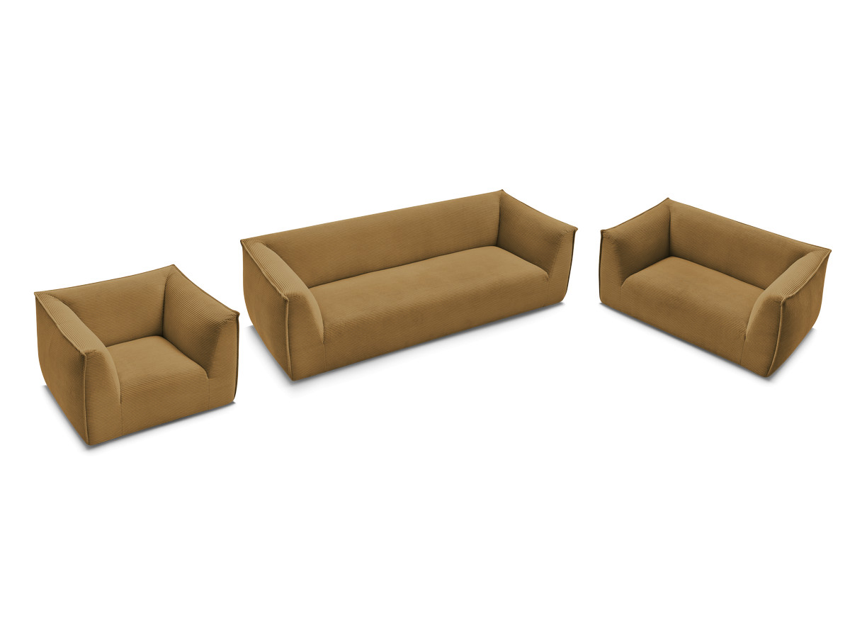 Ensemble canapé droit fixe 3 + 2 places + fauteuil GIORGIA velours côtelé