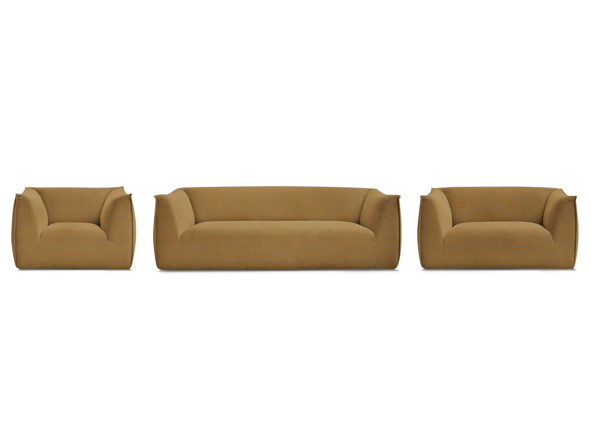 Ensemble canapé droit fixe 3 + 2 places + fauteuil GIORGIA velours côtelé
