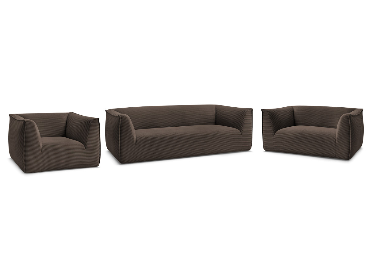Ensemble canapé droit fixe 3 + 2 places + fauteuil GIORGIA velours côtelé