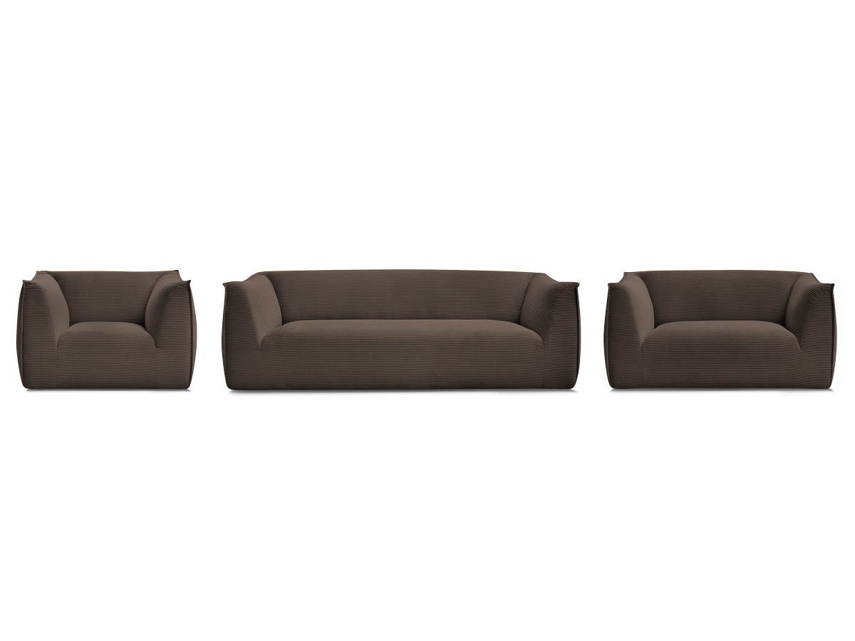 Ensemble canapé droit fixe 3 + 2 places + fauteuil GIORGIA velours côtelé