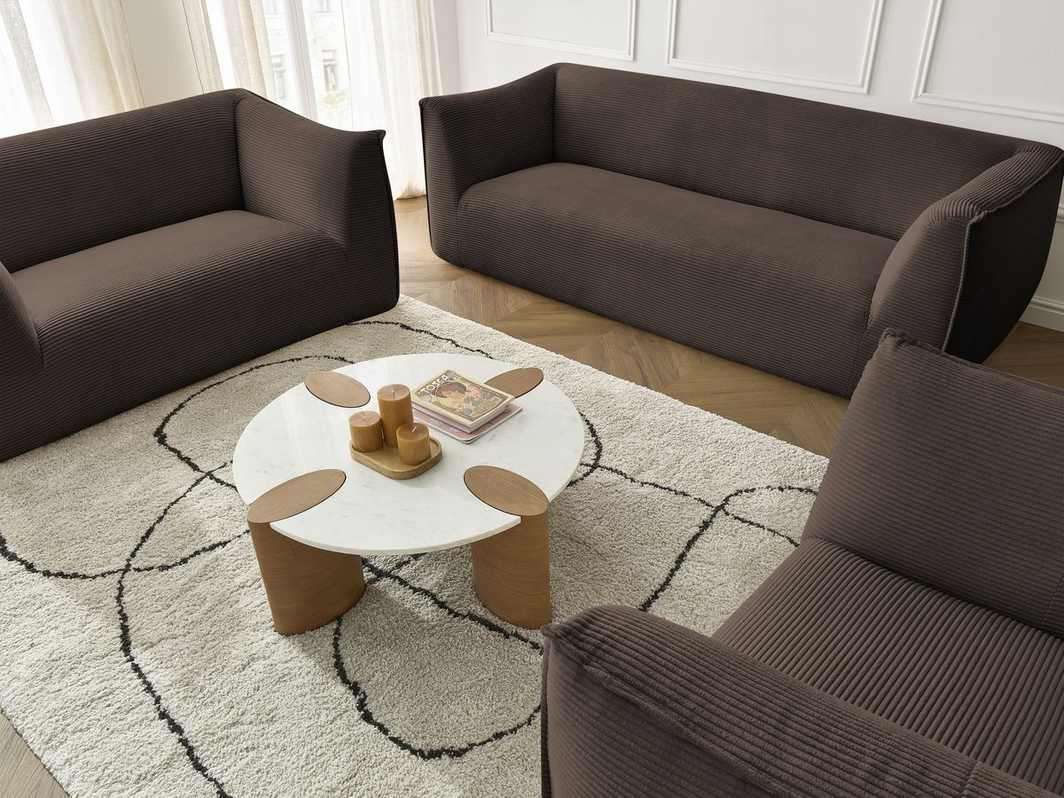 Ensemble canapé droit fixe 3 + 2 places + fauteuil GIORGIA velours côtelé