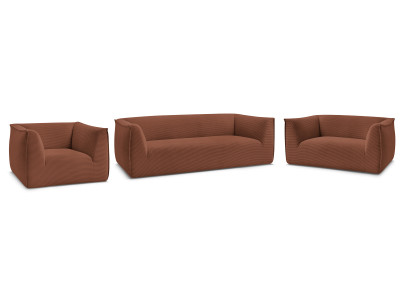 Ensemble canapé droit fixe 3 + 2 places + fauteuil GIORGIA velours côtelé