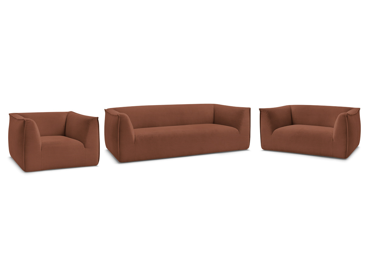 Ensemble canapé droit fixe 3 + 2 places + fauteuil GIORGIA velours côtelé