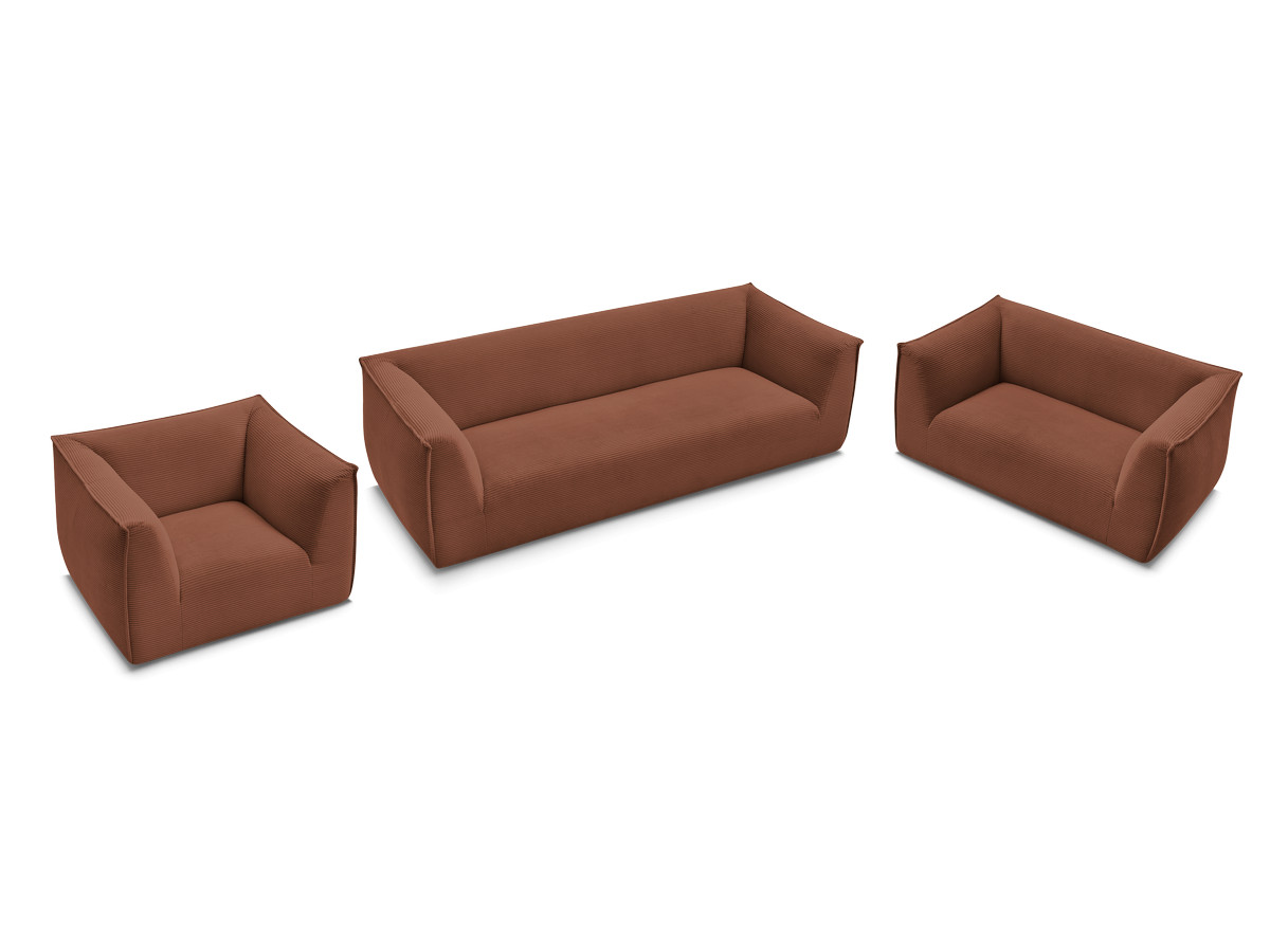 Ensemble canapé droit fixe 3 + 2 places + fauteuil GIORGIA velours côtelé