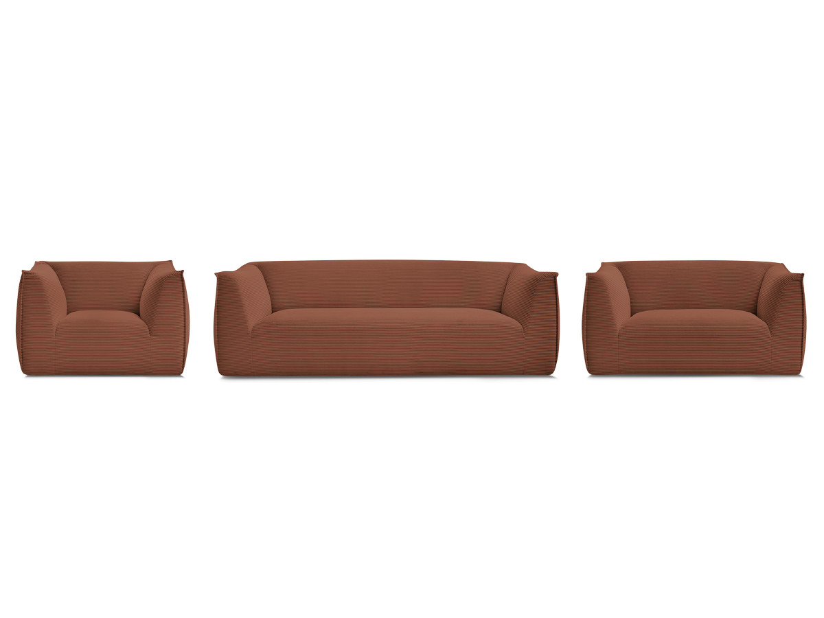 Ensemble canapé droit fixe 3 + 2 places + fauteuil GIORGIA velours côtelé