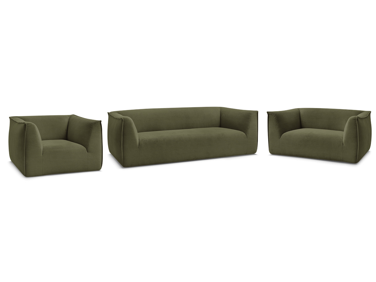 Ensemble canapé droit fixe 3 + 2 places + fauteuil GIORGIA velours côtelé