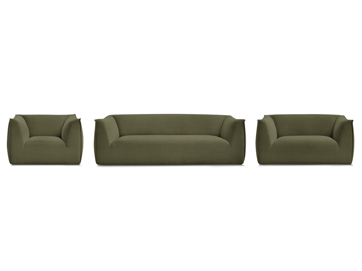 Ensemble canapé droit fixe 3 + 2 places + fauteuil GIORGIA velours côtelé