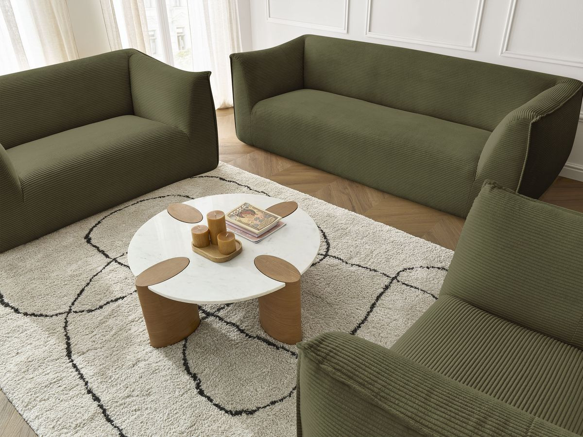 Ensemble canapé droit fixe 3 + 2 places + fauteuil GIORGIA velours côtelé