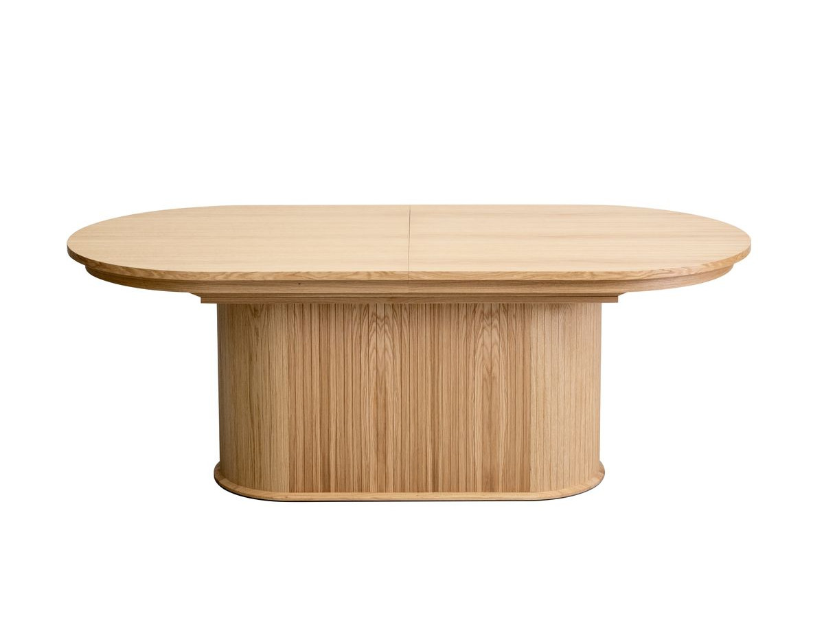 MALMOUSQUE set met uitschuifbare eettafel 210 tot 270 cm + 6 BASTIDE stoelen in massief eiken fineer