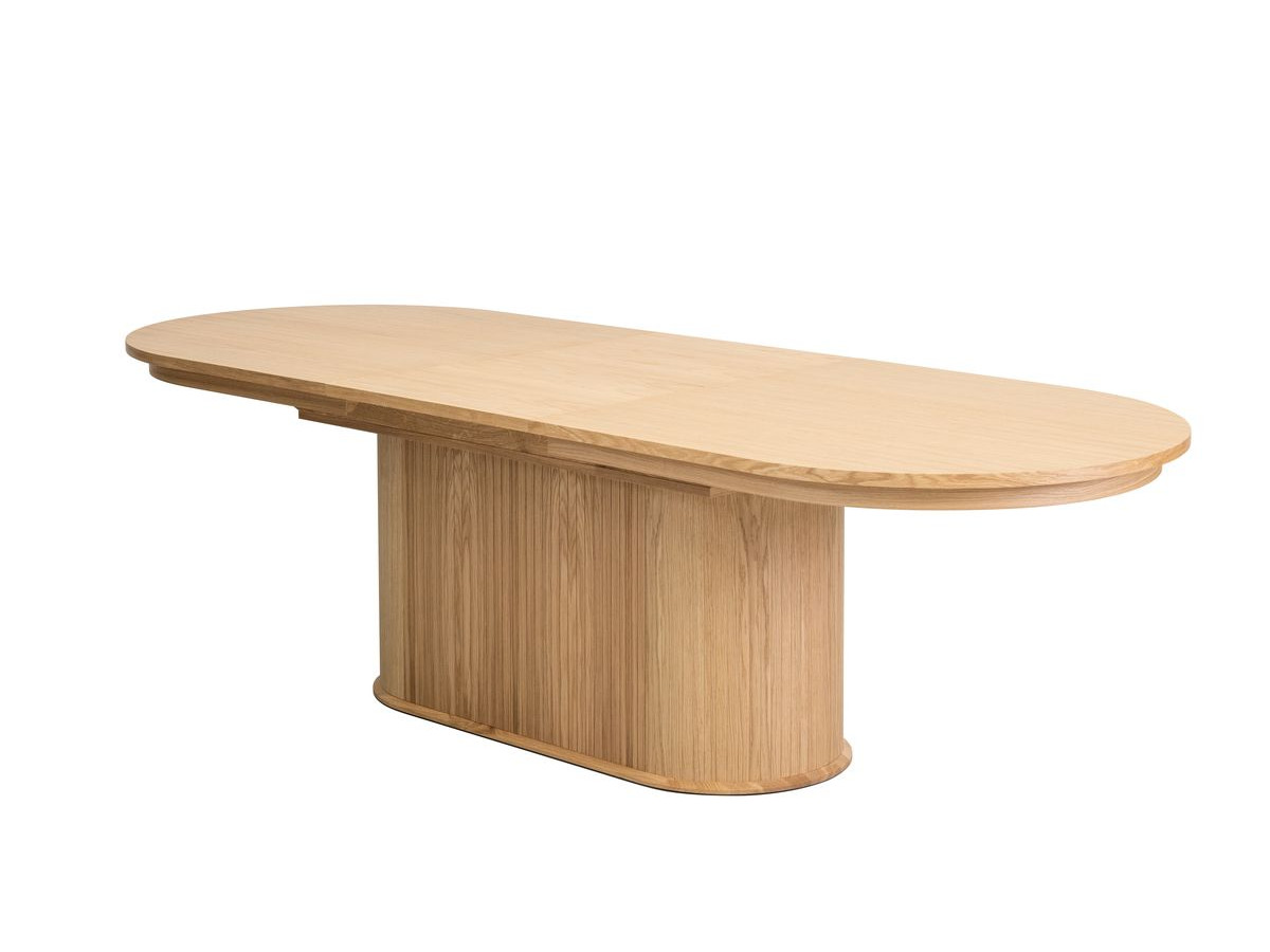 MALMOUSQUE set met uitschuifbare eettafel 210 tot 270 cm + 6 BASTIDE stoelen in massief eiken fineer