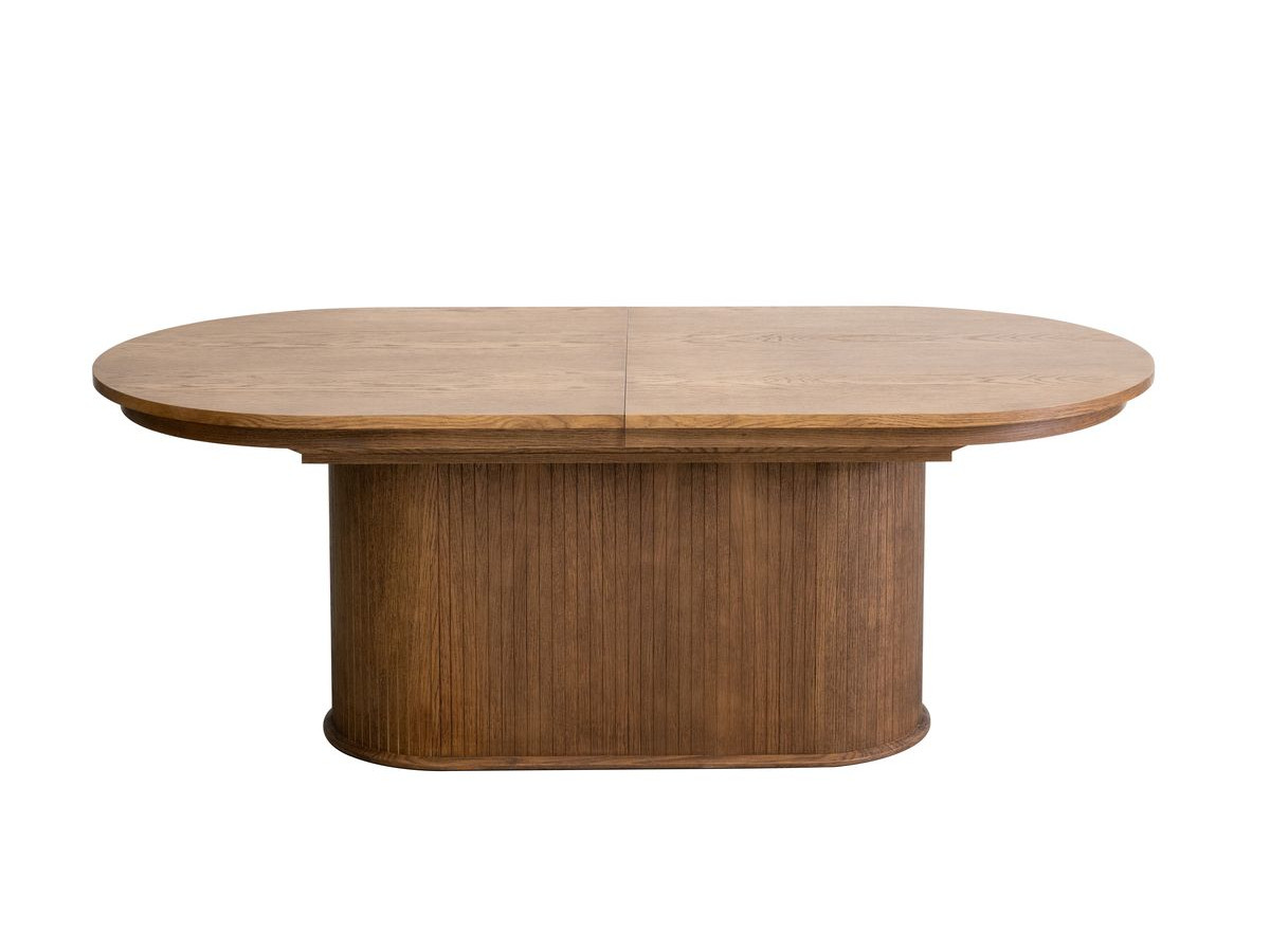 MALMOUSQUE set met uitschuifbare eettafel 210 tot 270 cm + 6 BASTIDE stoelen in massief eiken fineer