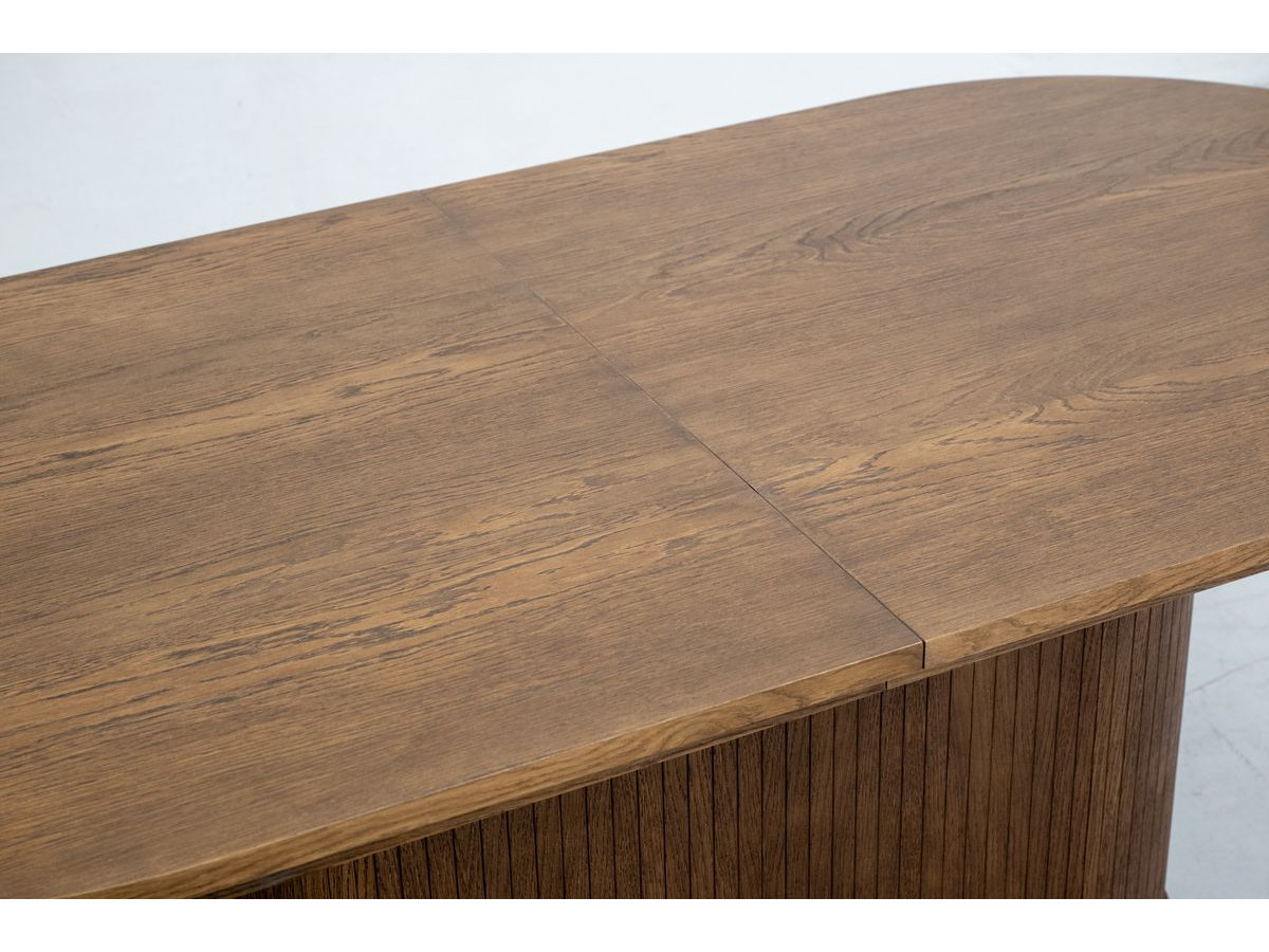 MALMOUSQUE set met uitschuifbare eettafel 210 tot 270 cm + 6 BASTIDE stoelen in massief eiken fineer