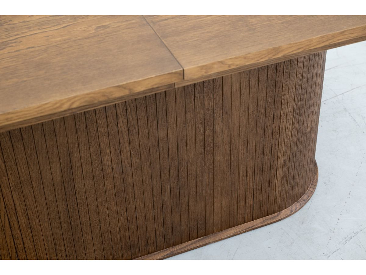 MALMOUSQUE set met uitschuifbare eettafel 210 tot 270 cm + 6 BASTIDE stoelen in massief eiken fineer