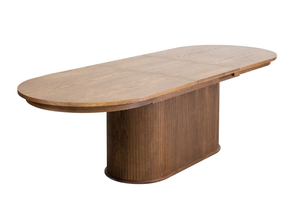 MALMOUSQUE set met uitschuifbare eettafel 210 tot 270 cm + 6 BASTIDE stoelen in massief eiken fineer